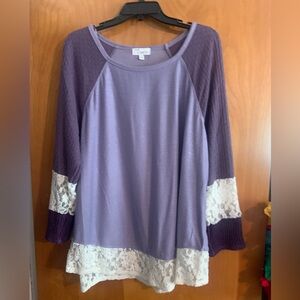 Pretty purple/lavender fabrics with white lace.